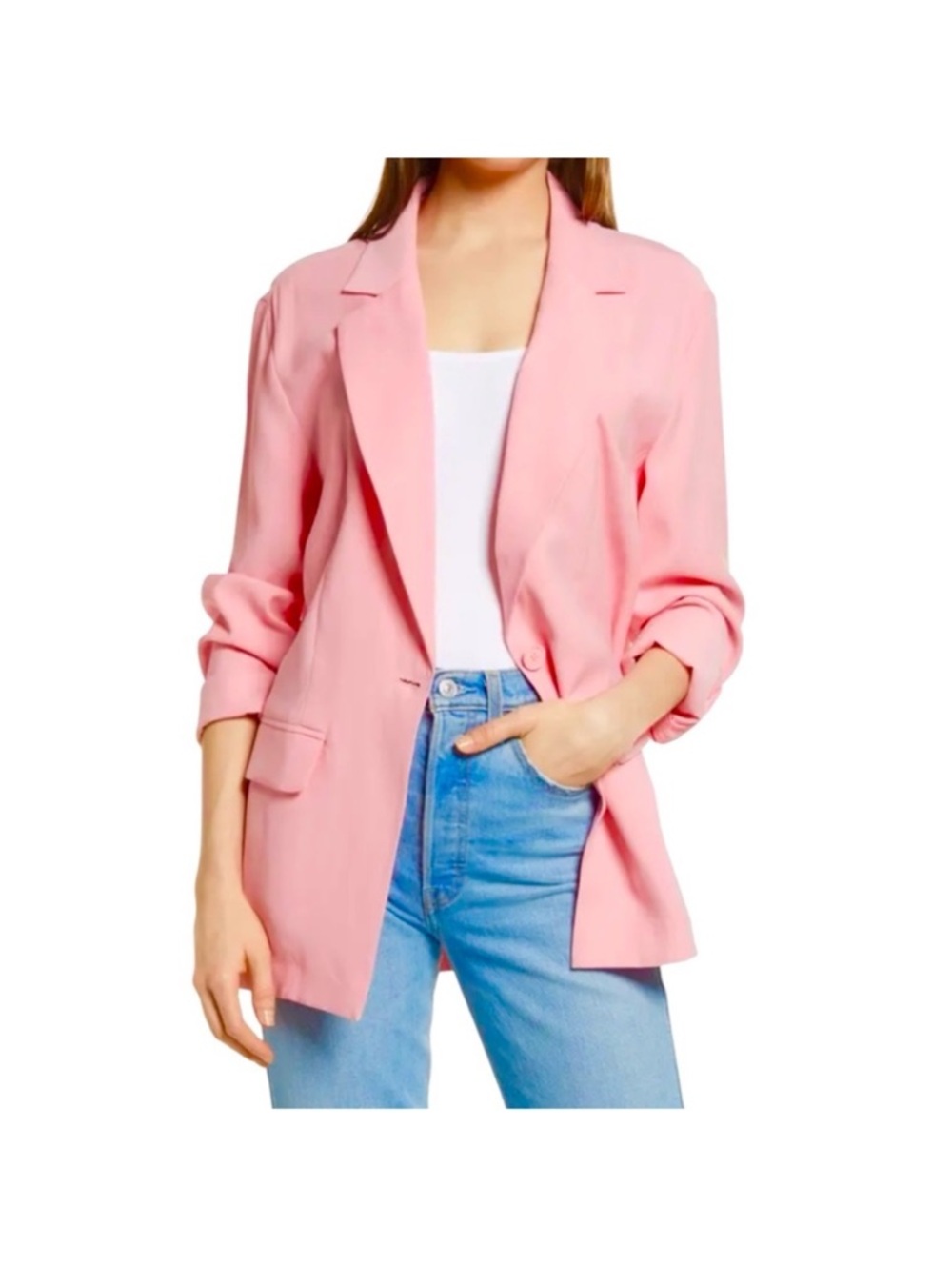 EUC Open Edit Pink Women's Relaxed Blazer Jacket